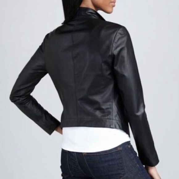 𝅺nwot PJK Patterson J Kincaid waterfall drape black leather jacket sz small - Picture 2 of 6